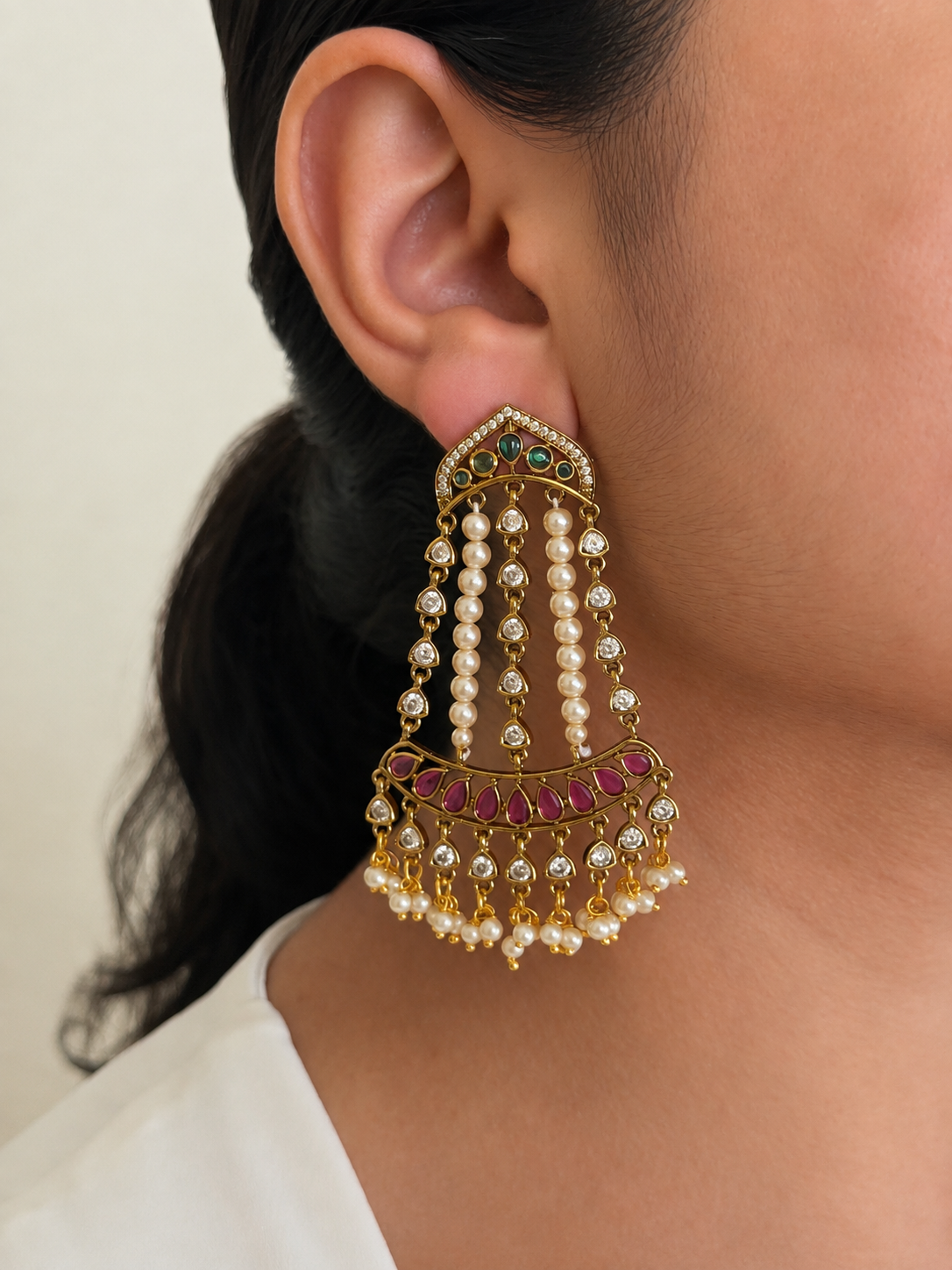 Pearl Strand Waterfall Dangler Earrings