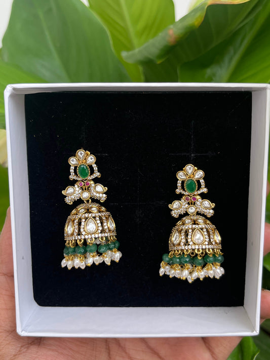 Victorian Parrot Motifs Long Jhumka