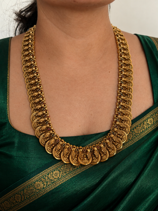 Nakshi Lakshmi Kasu Haram with Stud Earrings