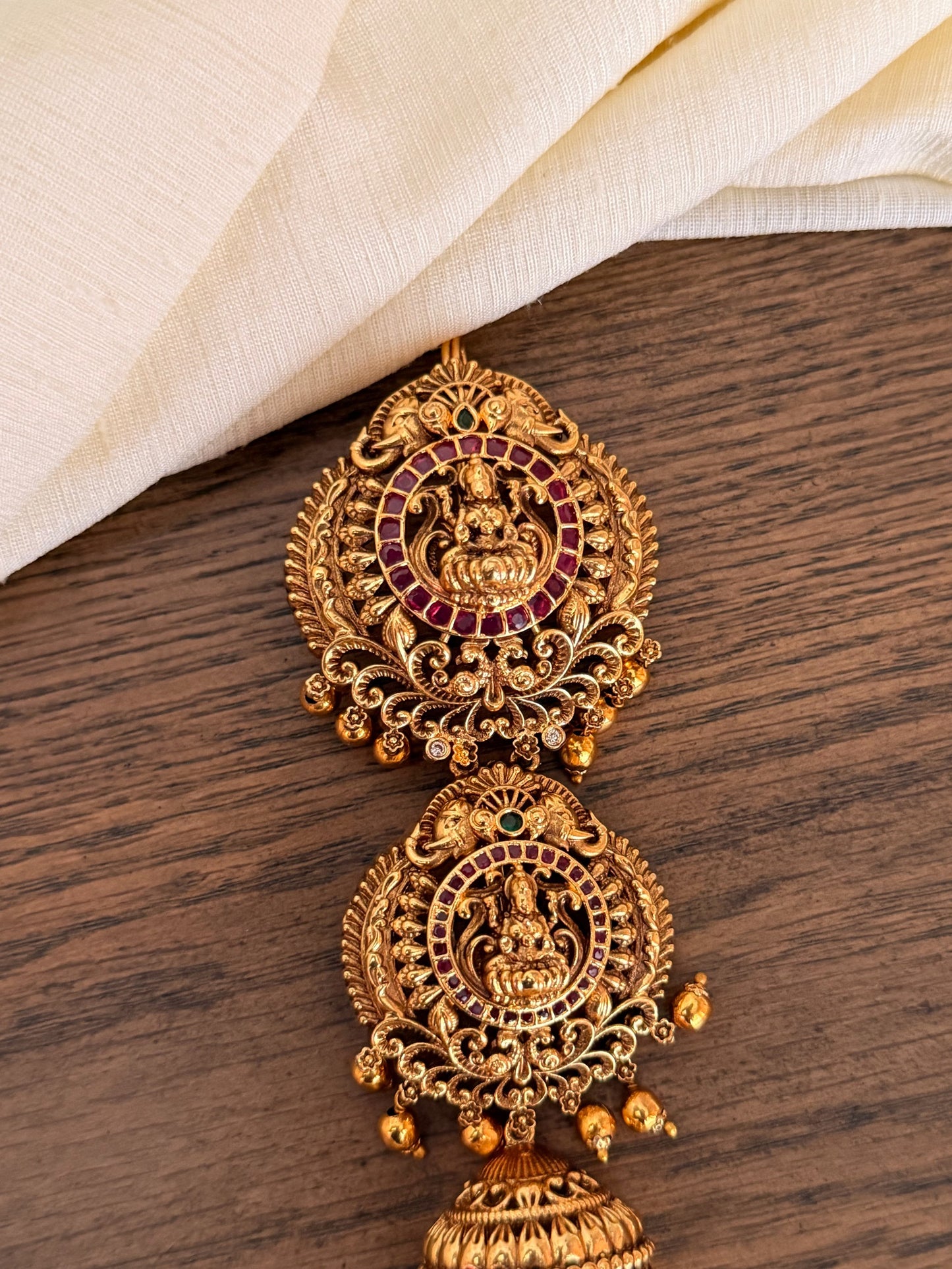 Temple Lakshmi Bridal Jada Billa with Jhumka Drop | Traditional Gold-Look Hair Jewellery | MIJ Jewels