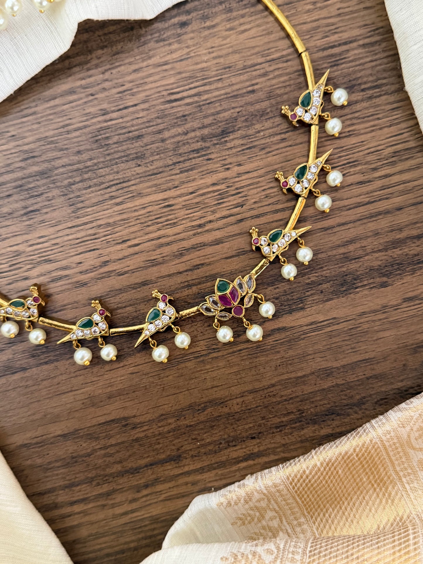 Flexible Lotus Parrot Kanti Necklace Set
