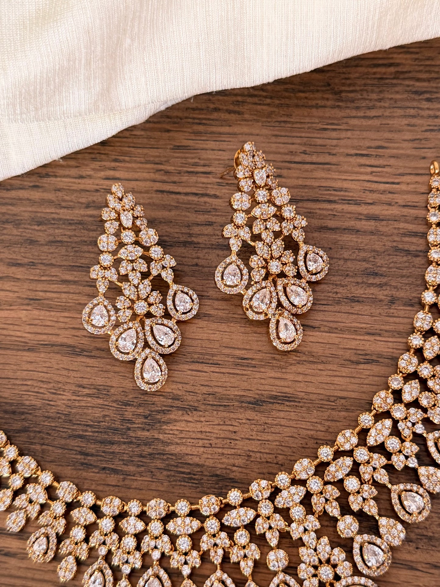 Premium Designer Bridal Necklace Set with CZ Stones