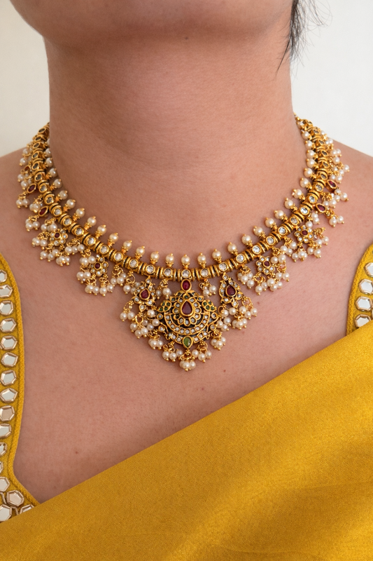 Pearl Cascade Guttapusalu Necklace Set