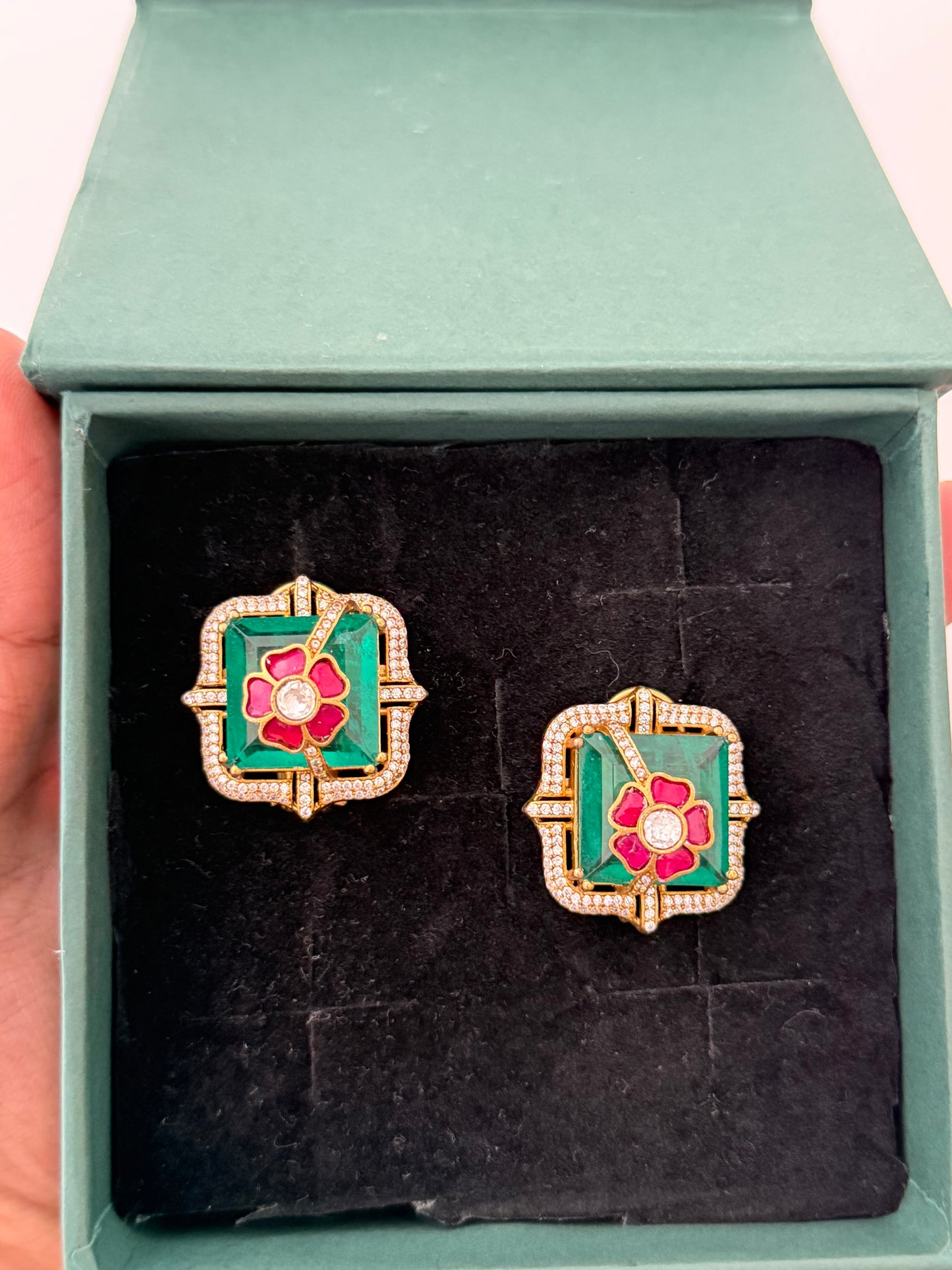 Doublet Stone Studs — Emerald & Mint