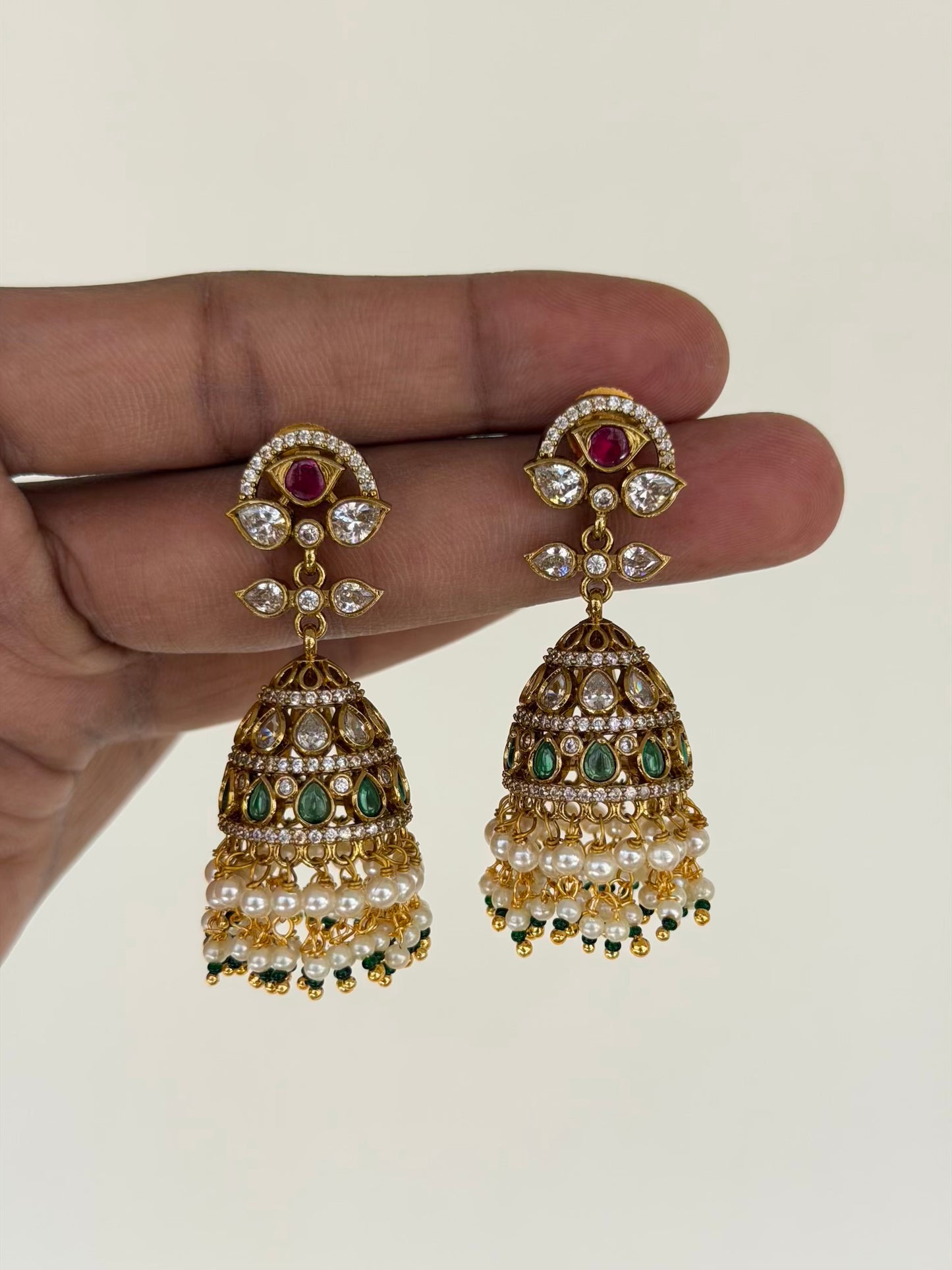 Emerald Jhumka Earrings