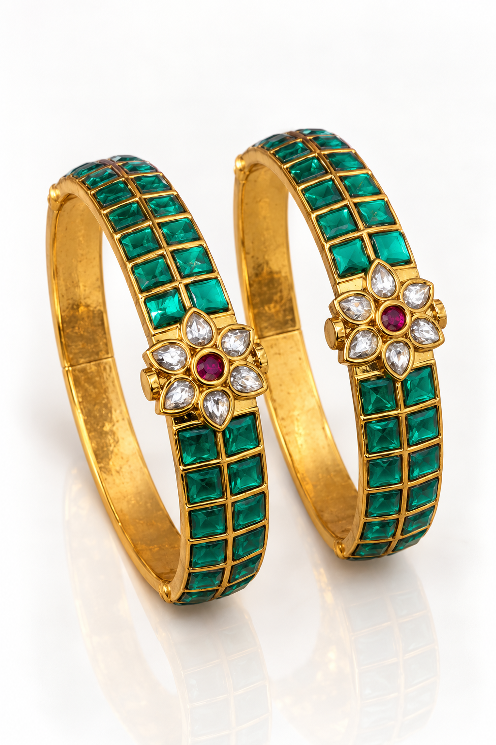 Jadau Kundan Meenakari Floral Bangle