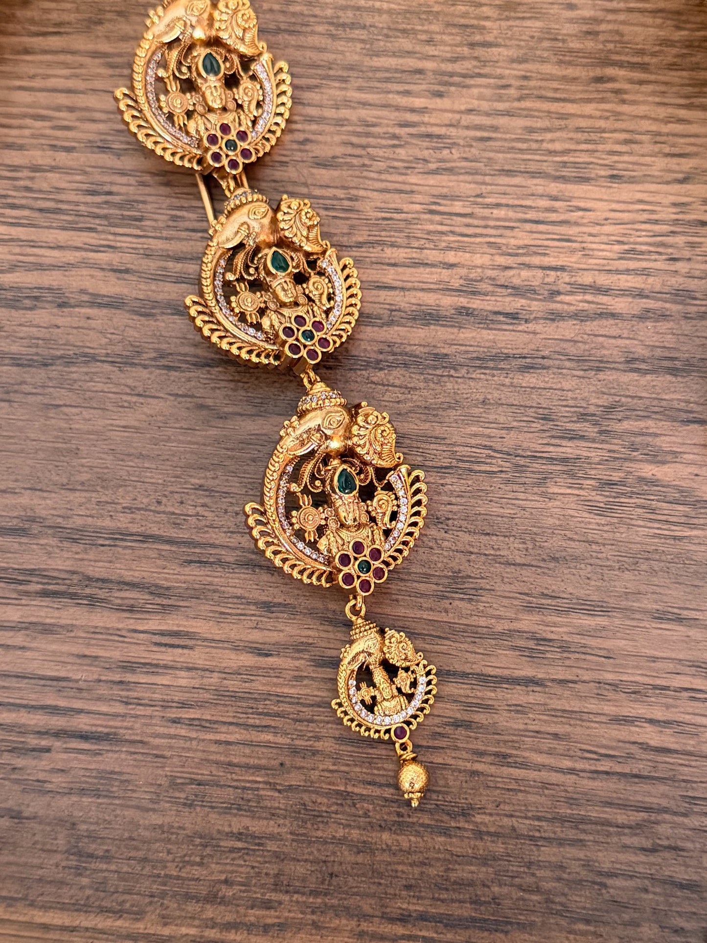 Temple Style Antique Finish Short Jada – Traditional Bridal Hair Jewellery