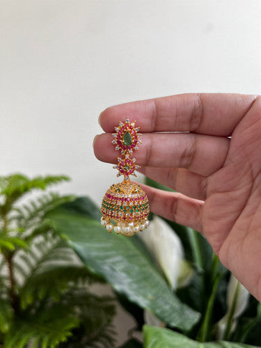 Multicolor Studded Jhumka Earrings