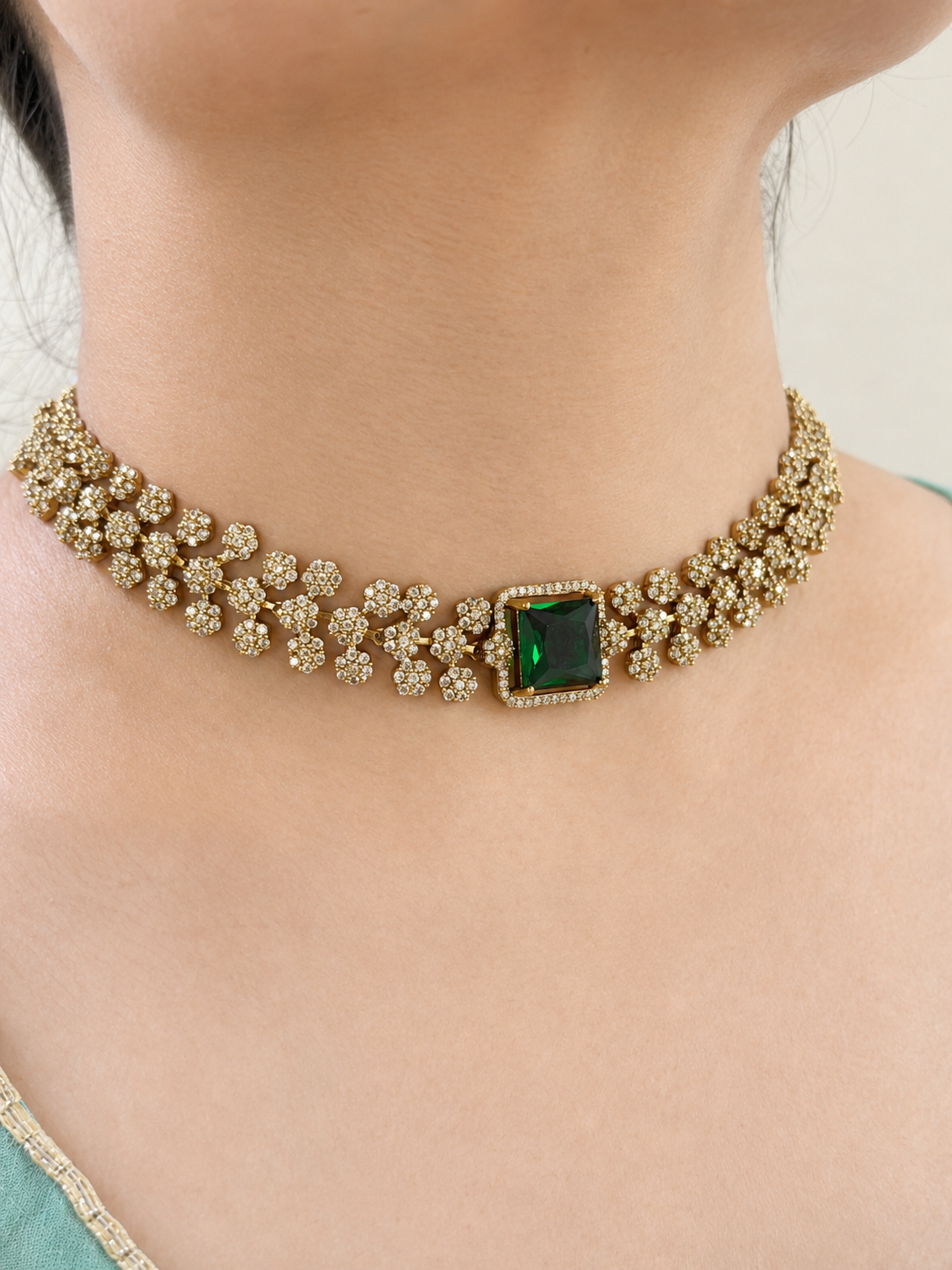 Elegant Ad choker set with Jhumka