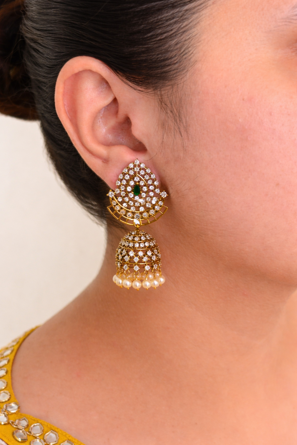 Teardrop CZ Jhumka Earrings