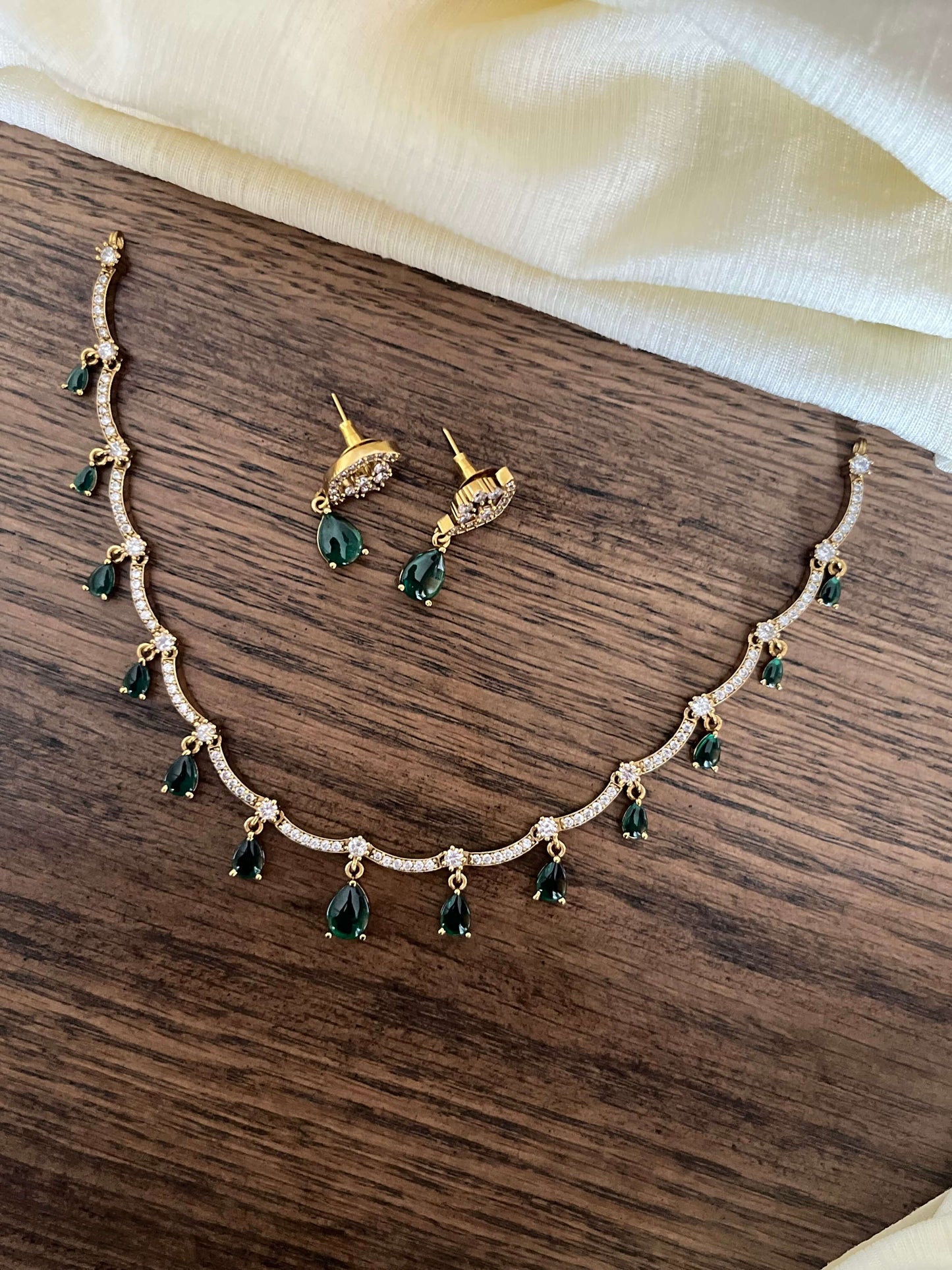 Elegant Moissanite Drop Necklace Set with Matching Earrings