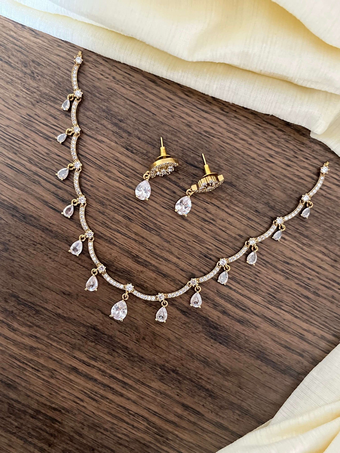 Elegant Moissanite Drop Necklace Set with Matching Earrings