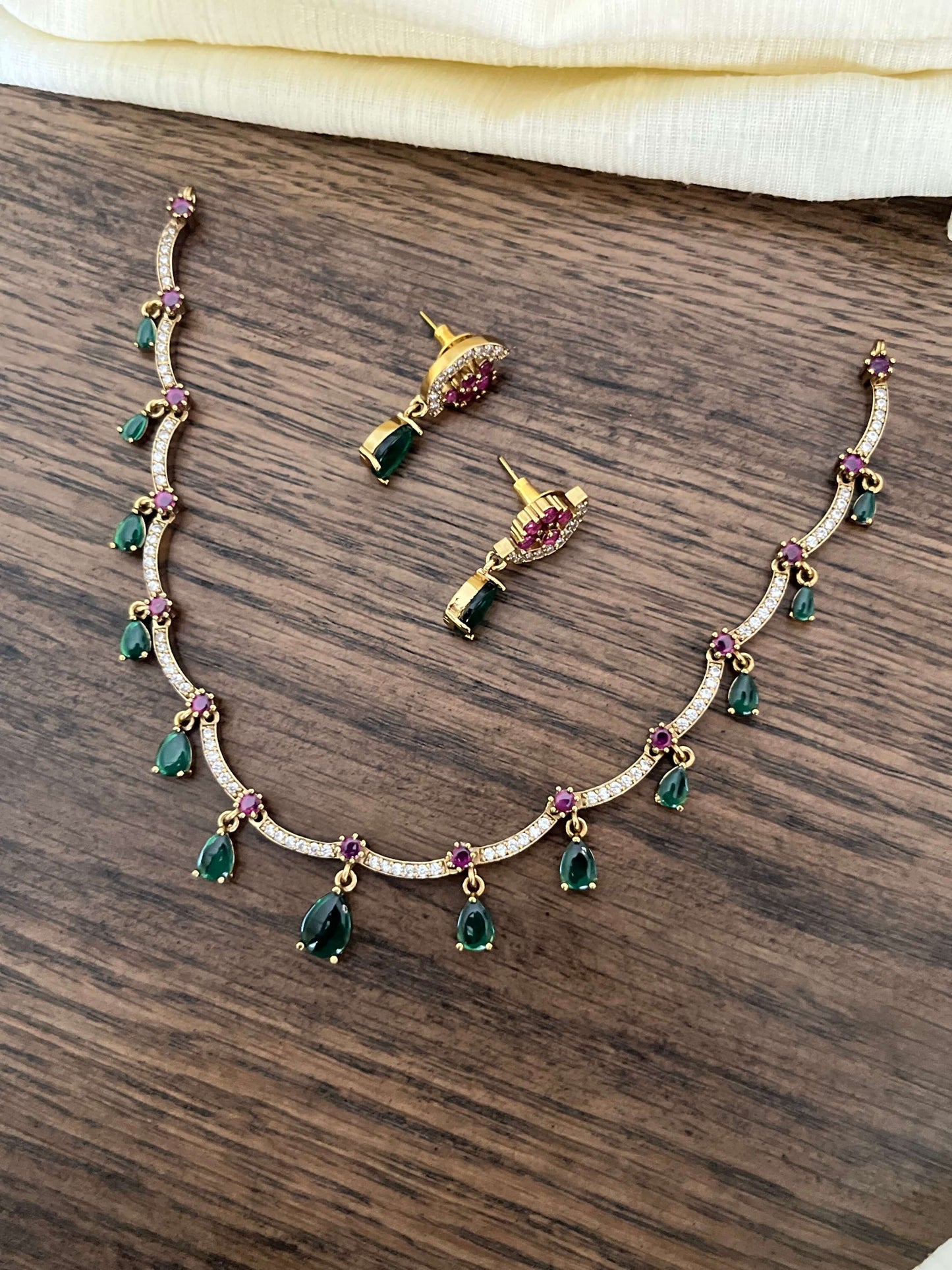 Elegant Moissanite Drop Necklace Set with Matching Earrings