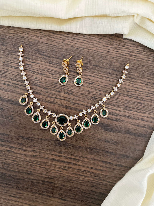 AD Drop Necklace Set with Earrings