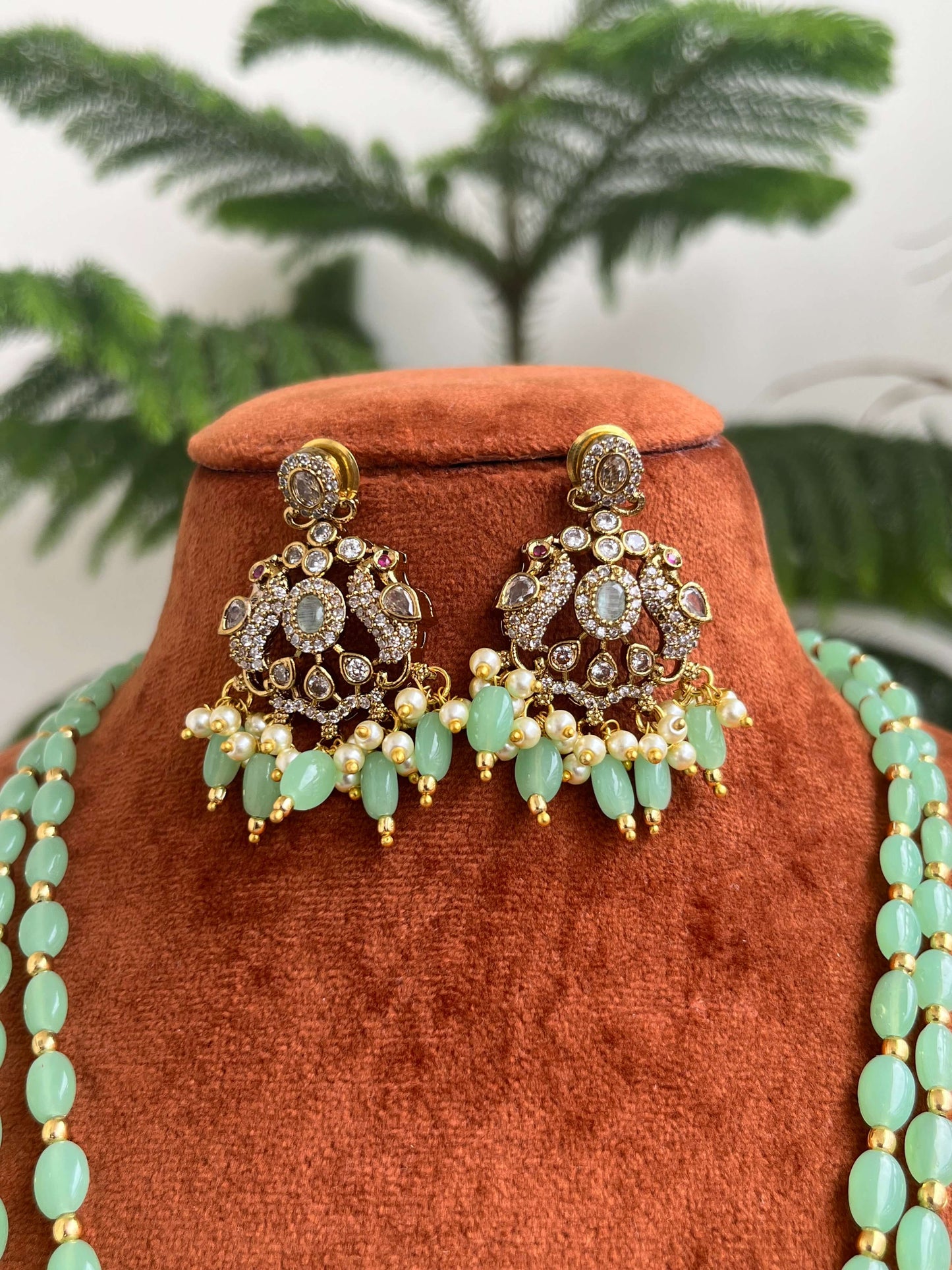 Handmade Beads Haram with Victorian Pendant & Earrings
