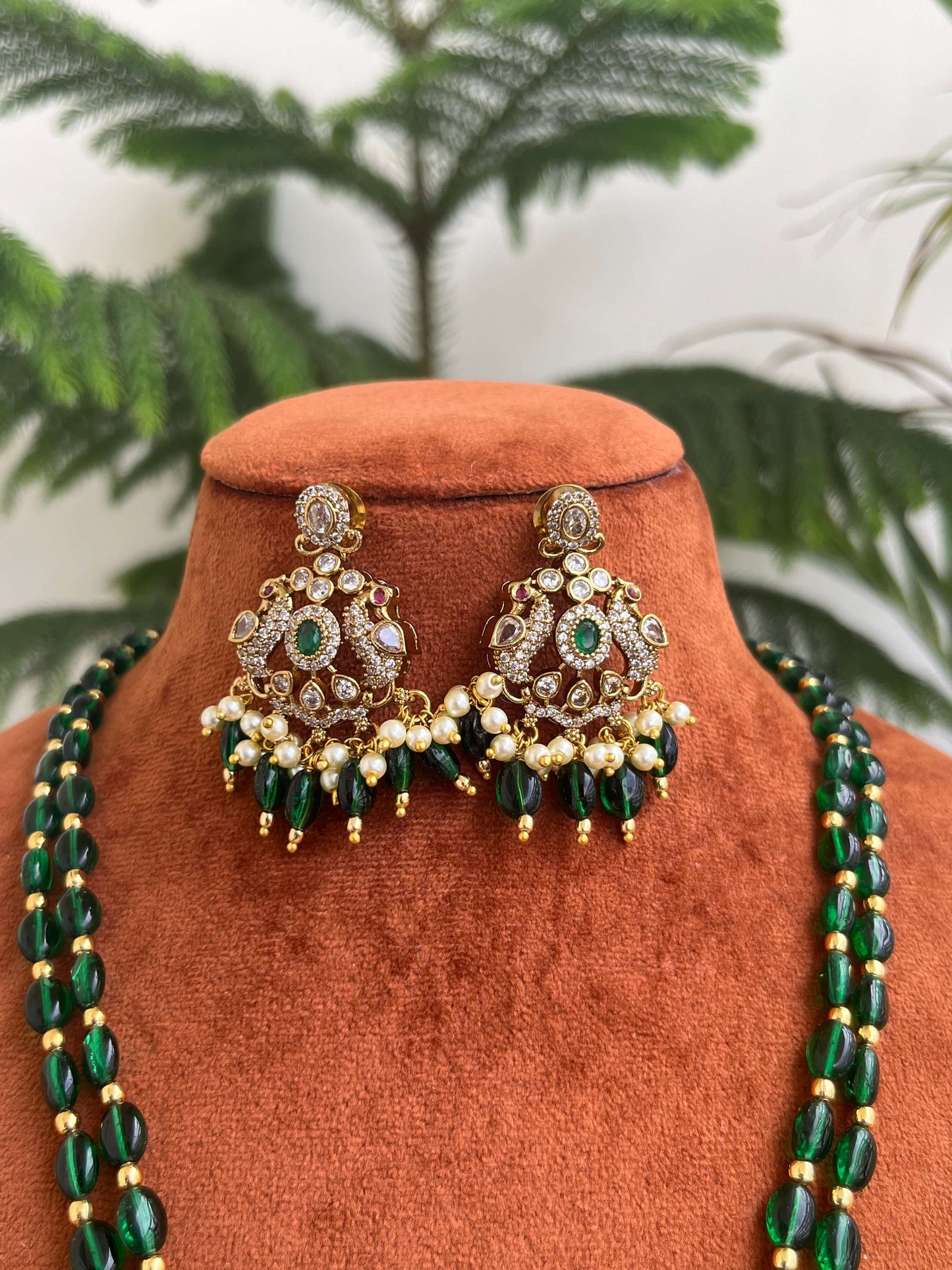 Handmade Beads Haram with Victorian Pendant & Earrings