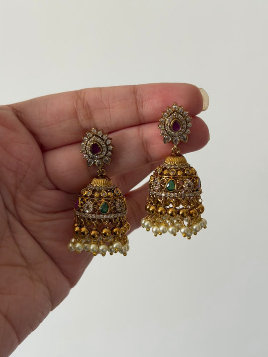 Traditional CZ Medium sized Jhumka