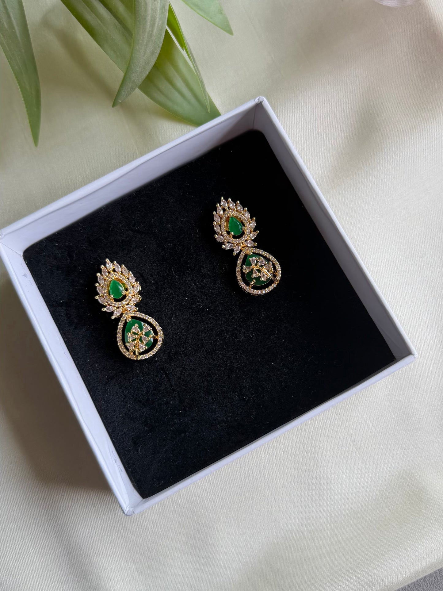 Green AD drop earrings