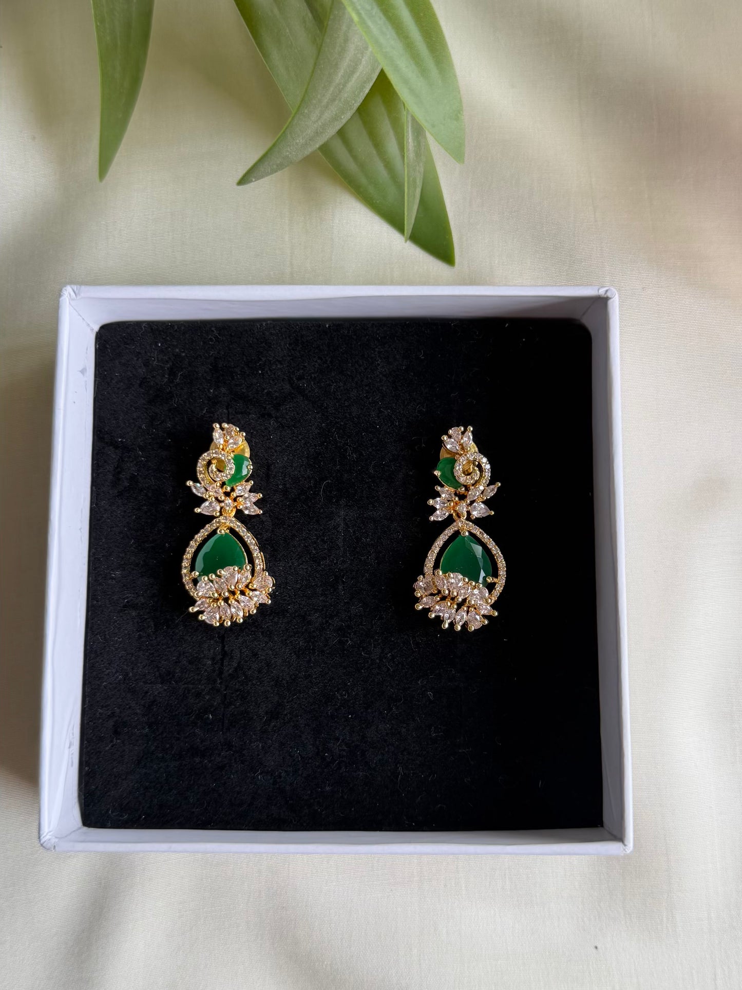 Green AD drop earrings