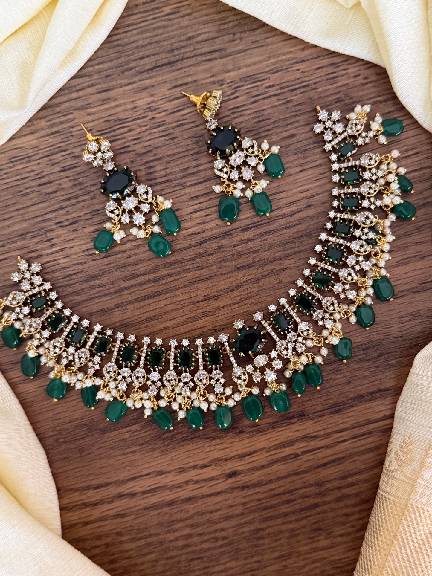 Victorian Emerald Choker Set (High Neck Fit)