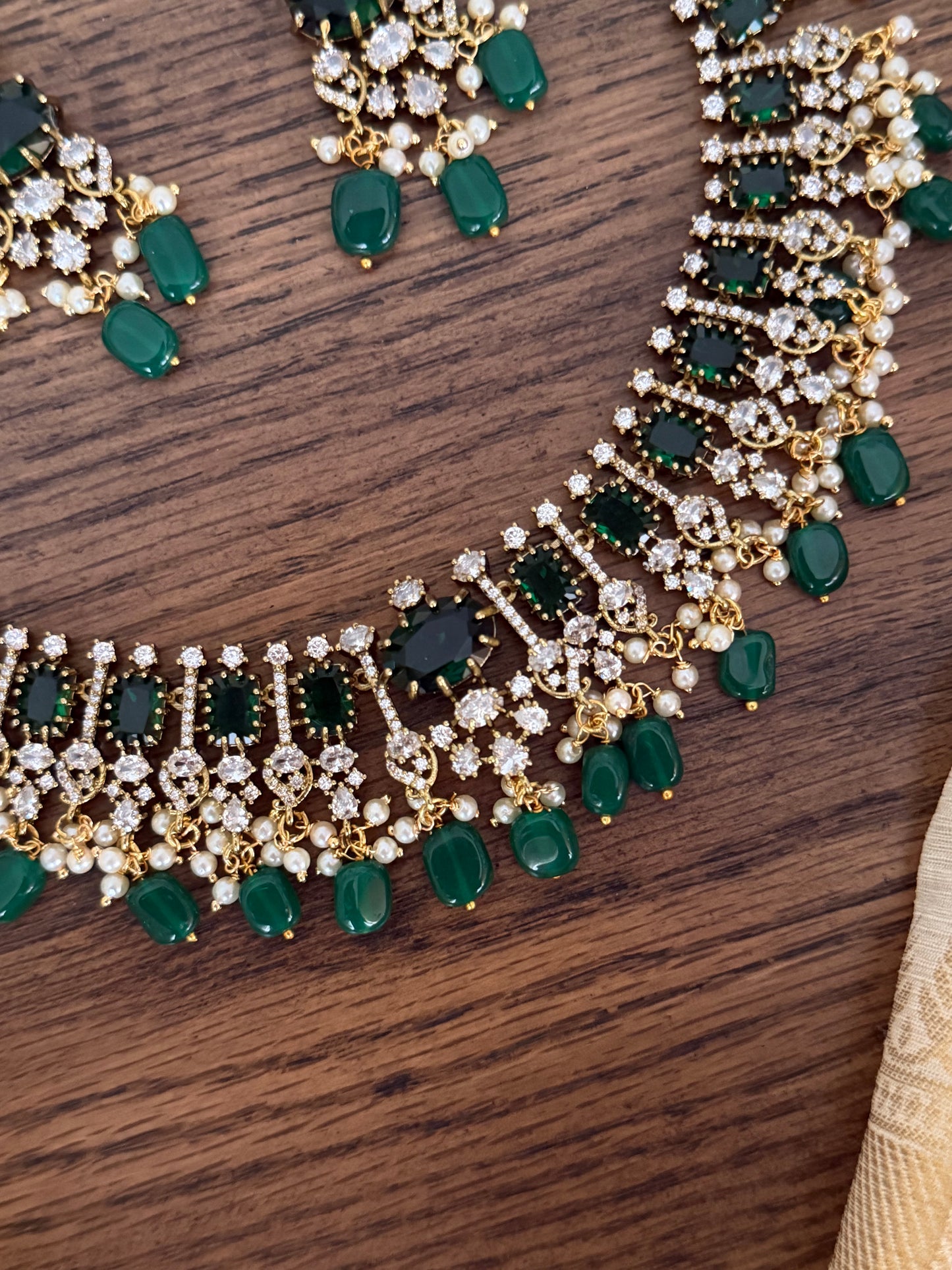 Victorian Emerald Choker Set (High Neck Fit)