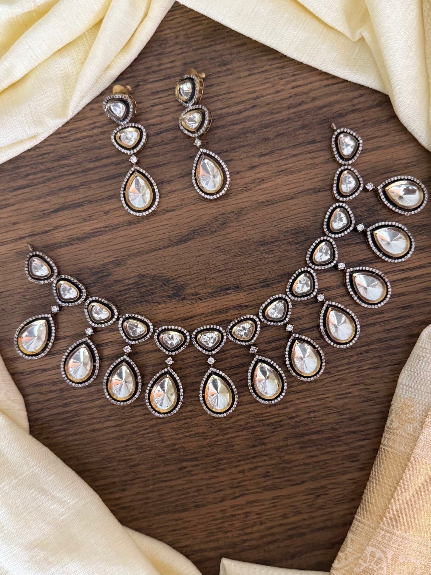 Rustic Polki Kundan Drop Choker Set (Antique Finish)