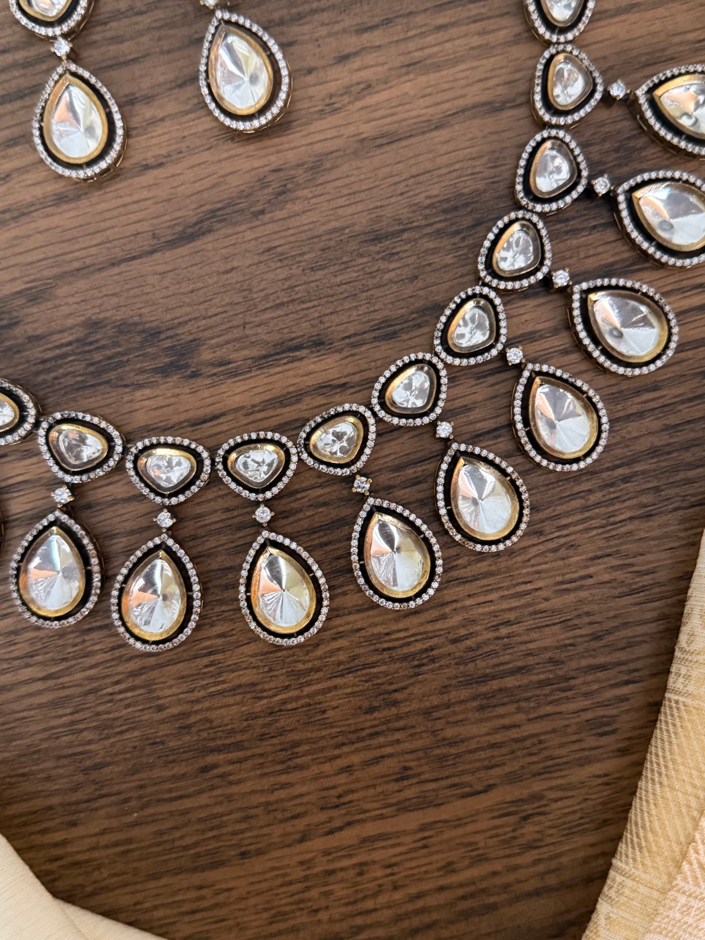 Rustic Polki Kundan Drop Choker Set (Antique Finish)
