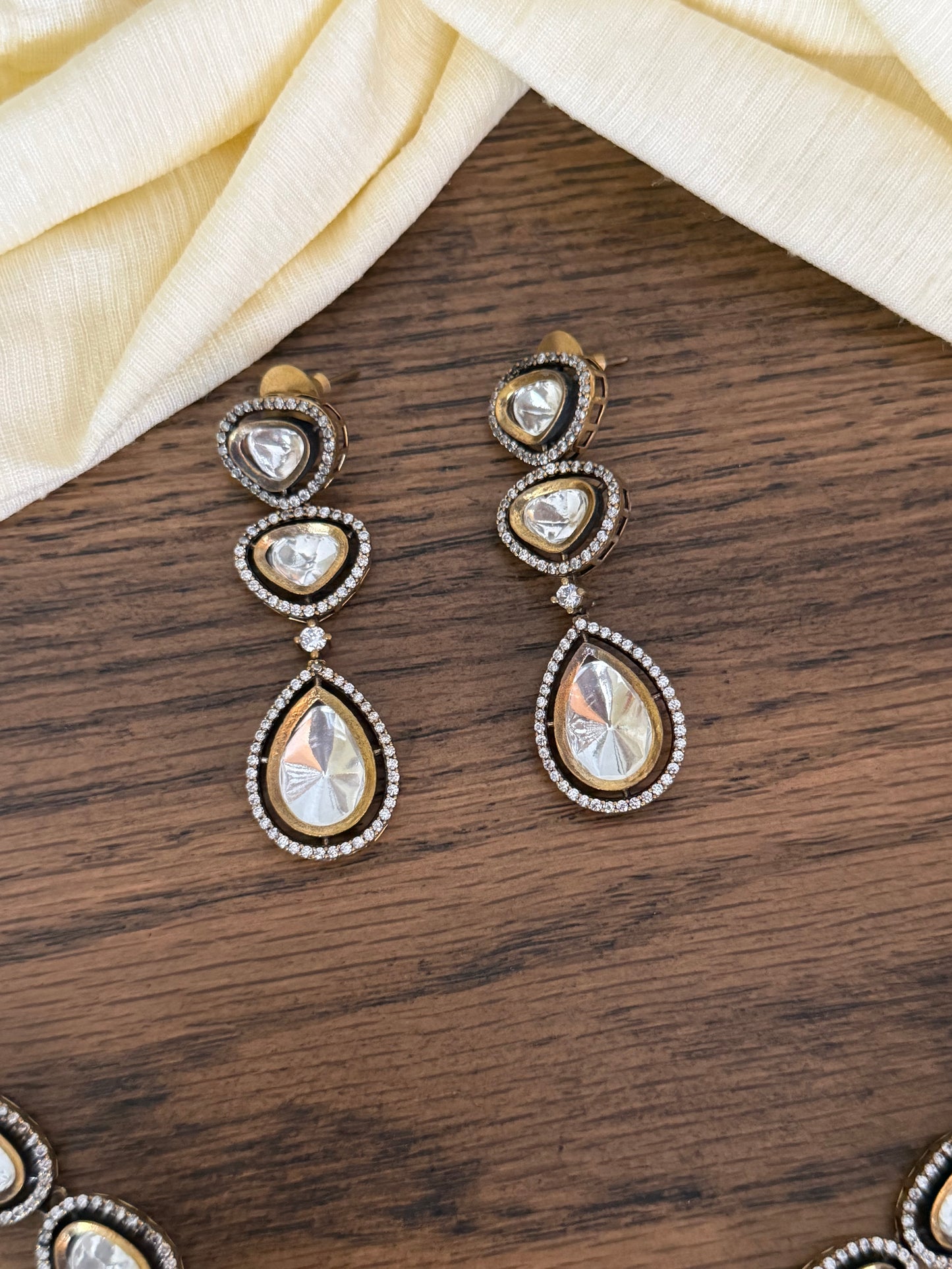 Rustic Polki Kundan Drop Choker Set (Antique Finish)