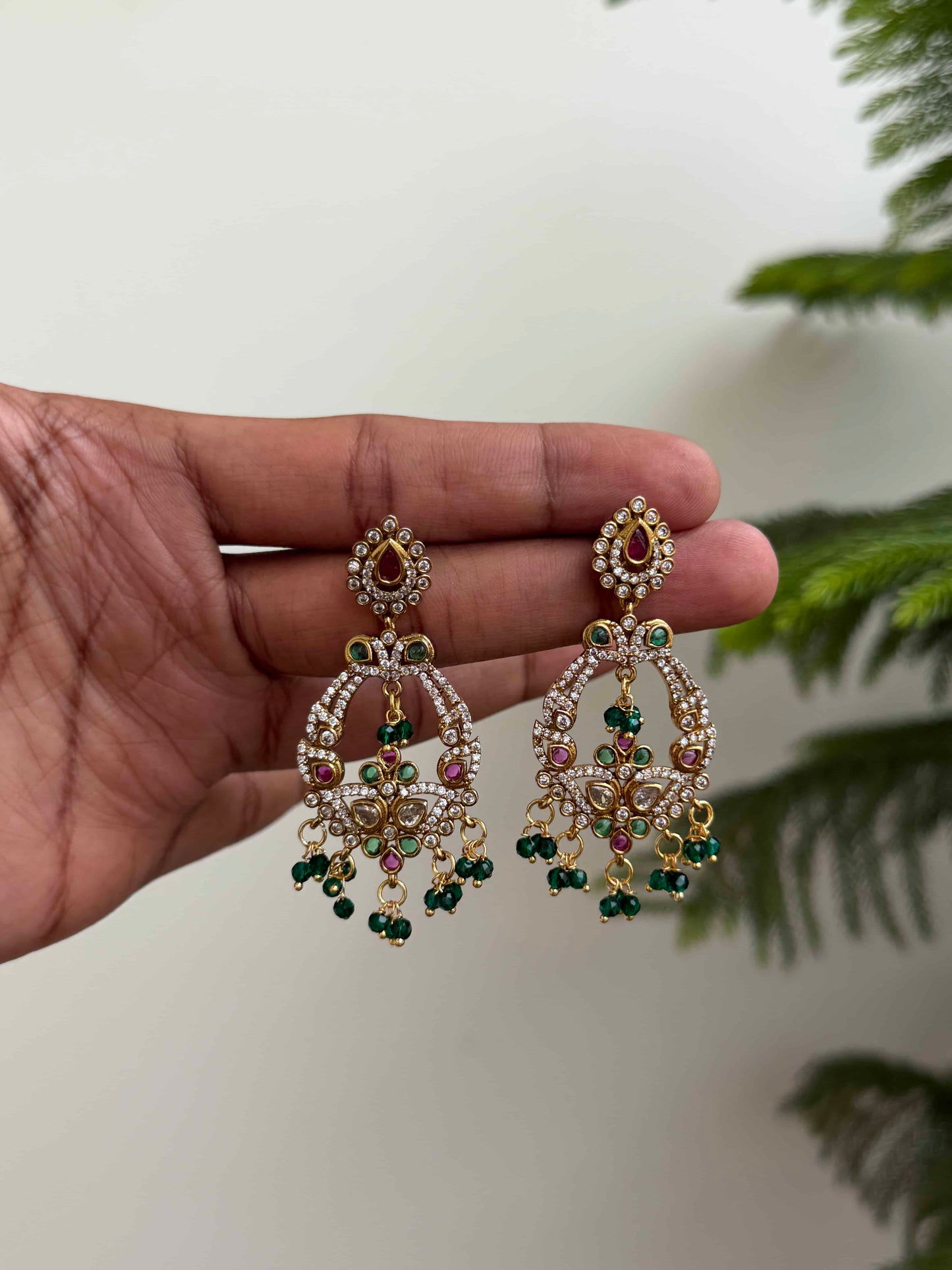 Elegant CZ Chaandbali Earrings