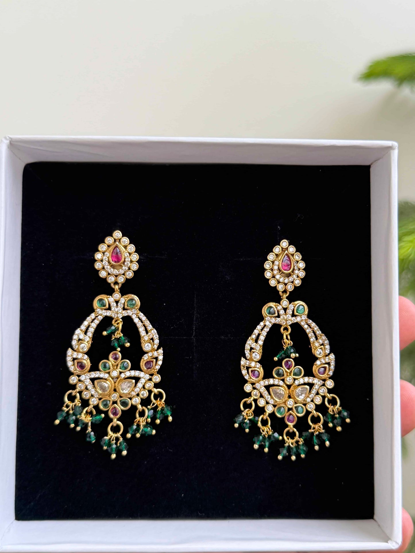 Elegant CZ Chaandbali Earrings