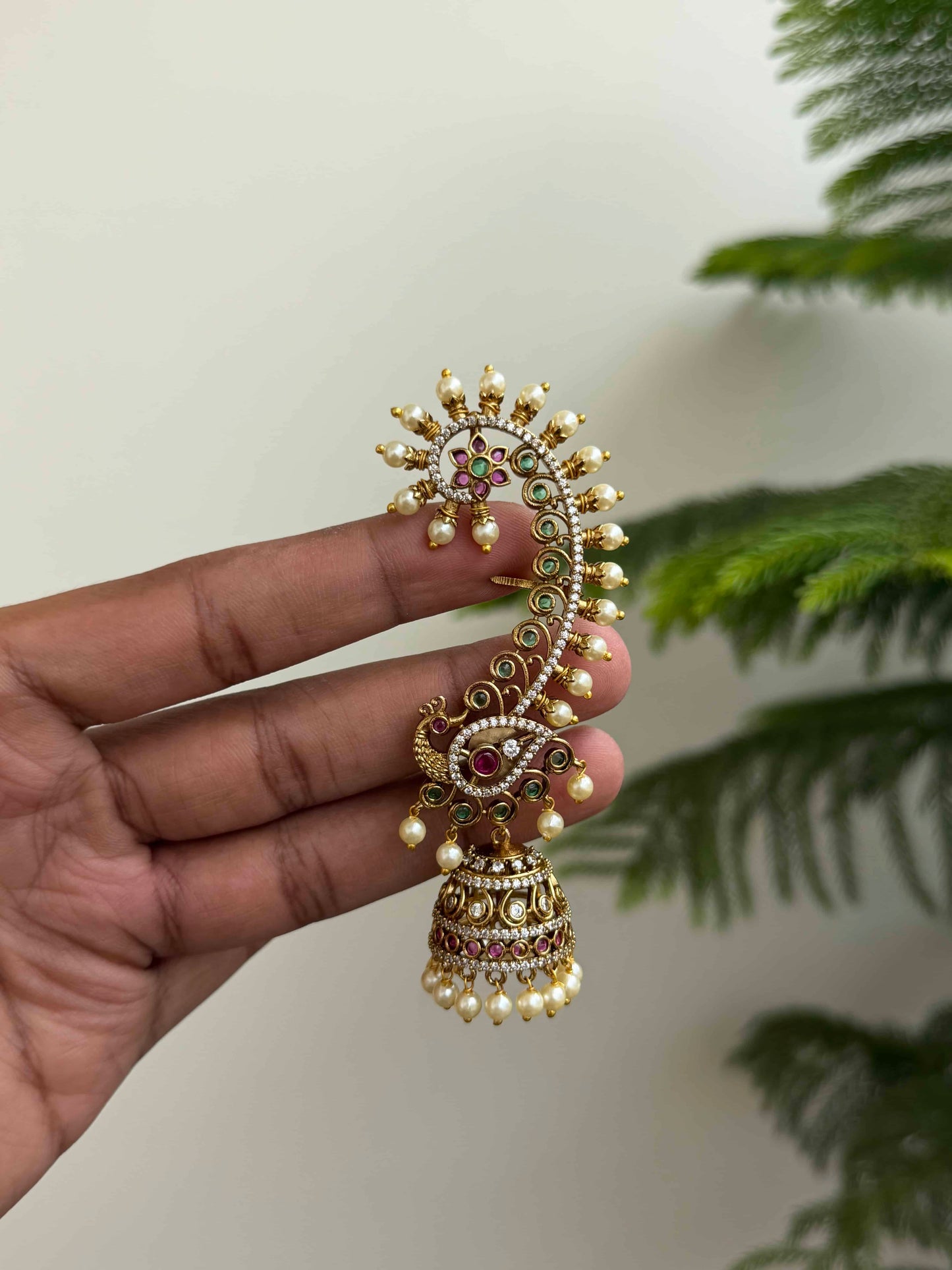Nakshi AD stones Earcuff with Jhumka