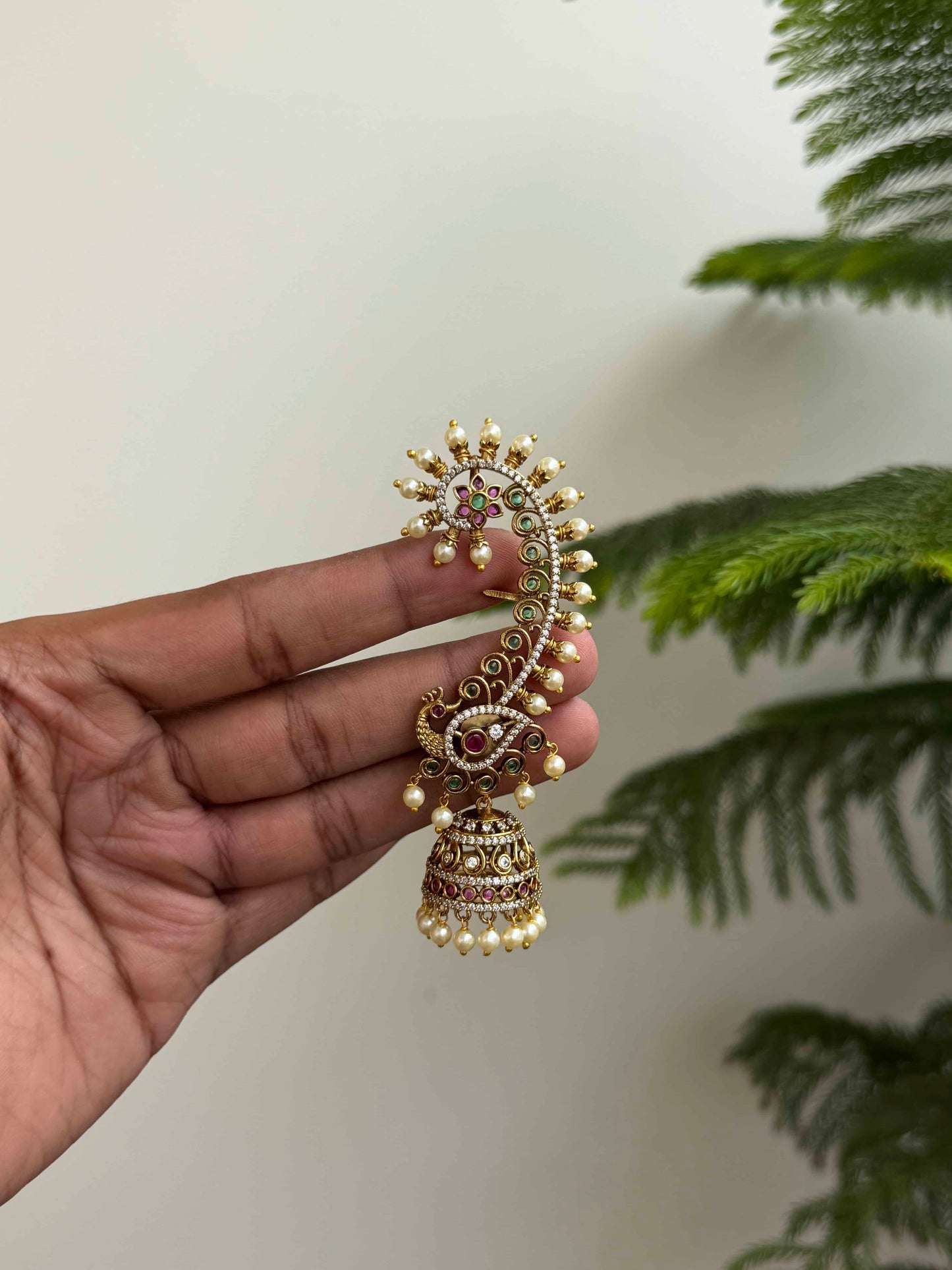 Nakshi AD stones Earcuff with Jhumka