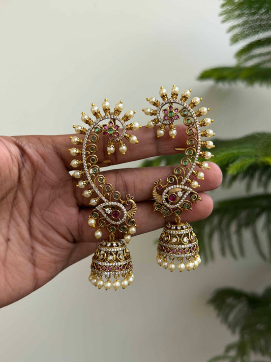Nakshi AD stones Earcuff with Jhumka
