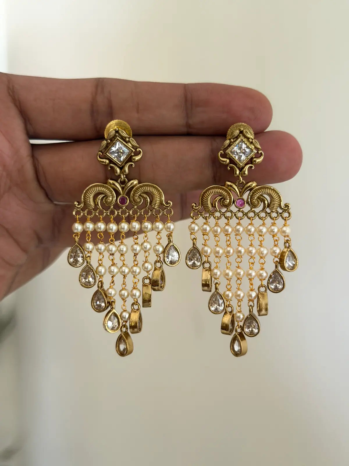 Pearl & Polki Waterfall Danglers