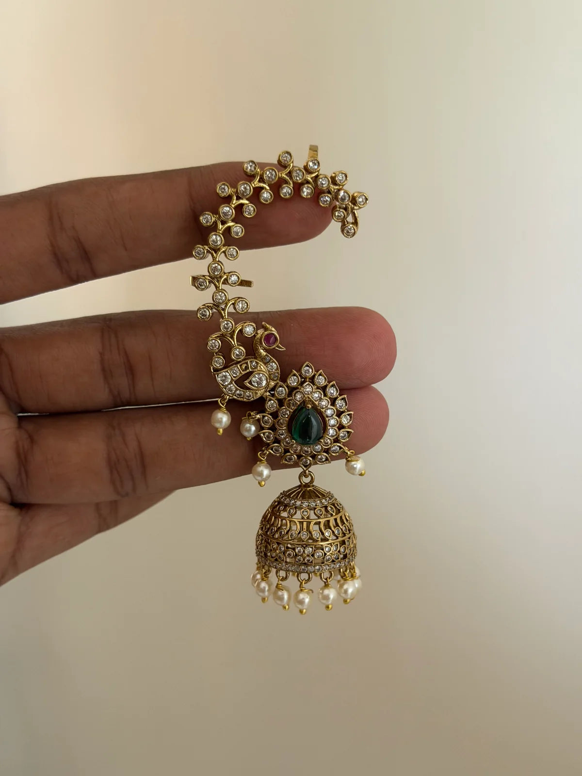 Peacock Ear Cuff with Jhumka