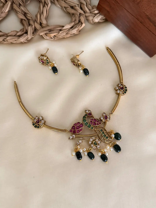 Peacock Motif Kanti Necklace Set