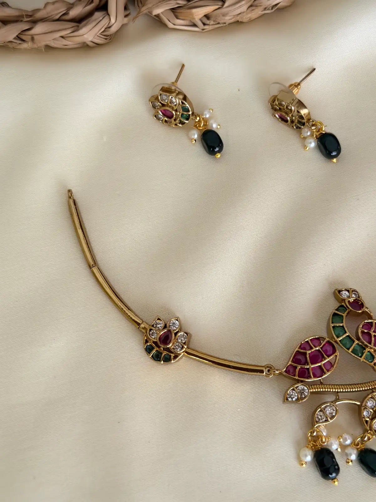 Peacock Motif Kanti Necklace Set