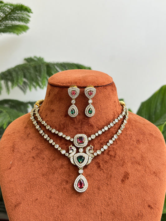 Victorian Peacock Double Layer Necklace - AD – Budget Bridesmaid Statement Set 8