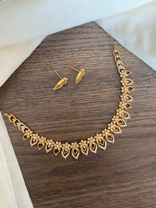 Floral Diamond Look Necklace Set – Bridesmaid / Engagements - Budget Friendly