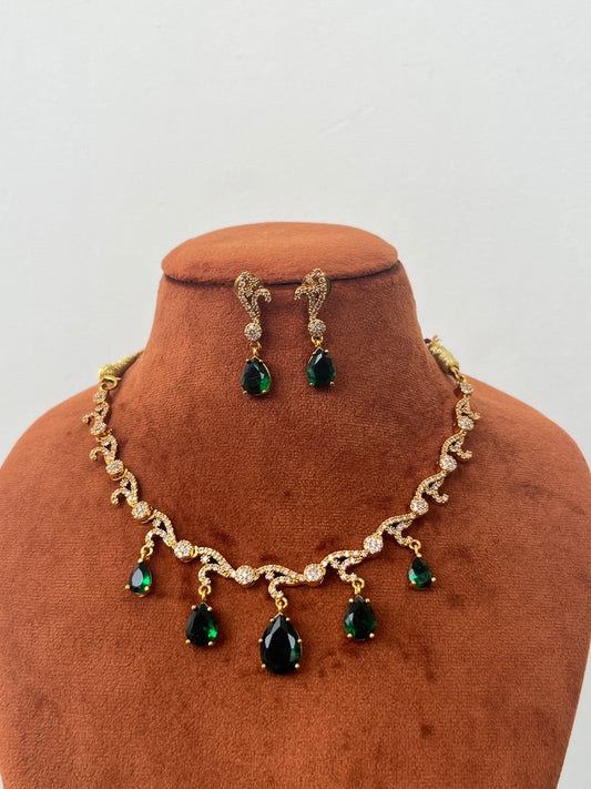 Sleek AD Drop Necklace – Emerald Green / Pastel Pink – Budget Party Set 9