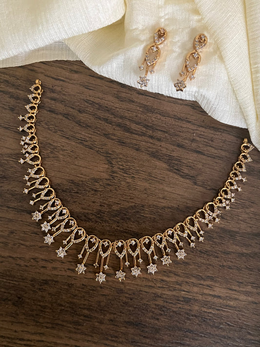 Diamond Look Statement Necklace – Modern, Lightweight & Party Ready