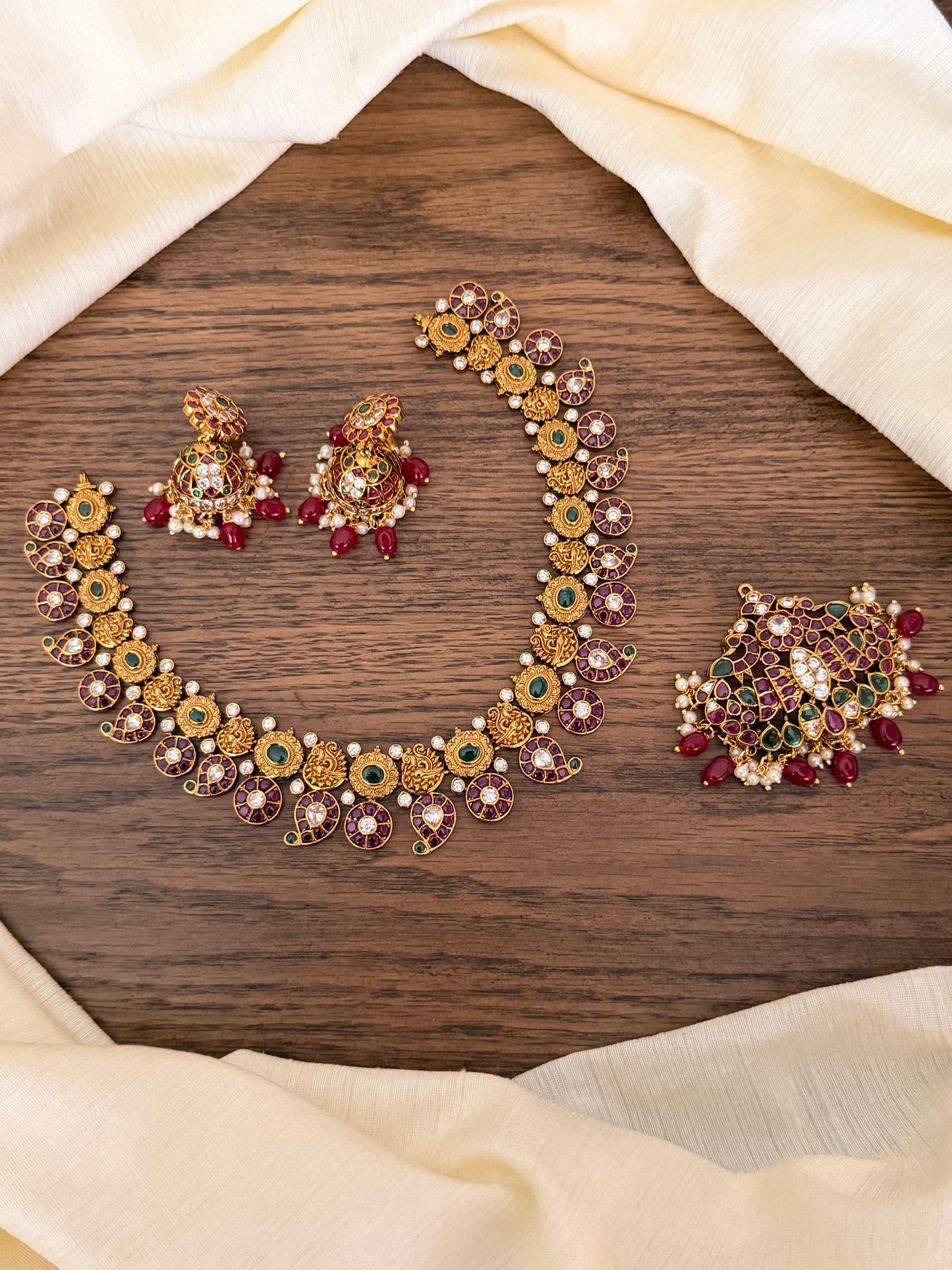 2 in 1 Antique Nakshi Temple Choker Set