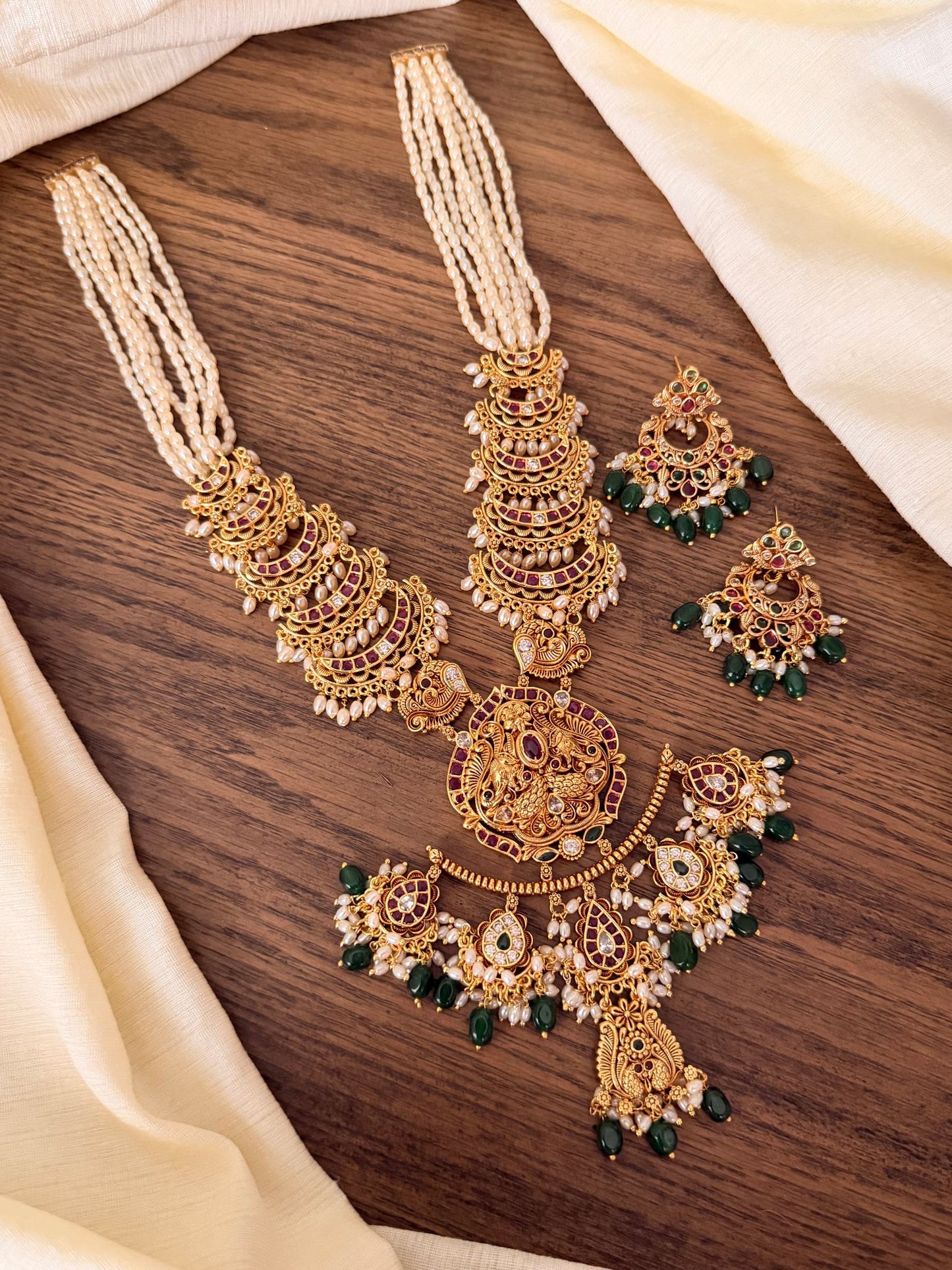 Gold Look-Alike Long Haaram with Pearl Strings