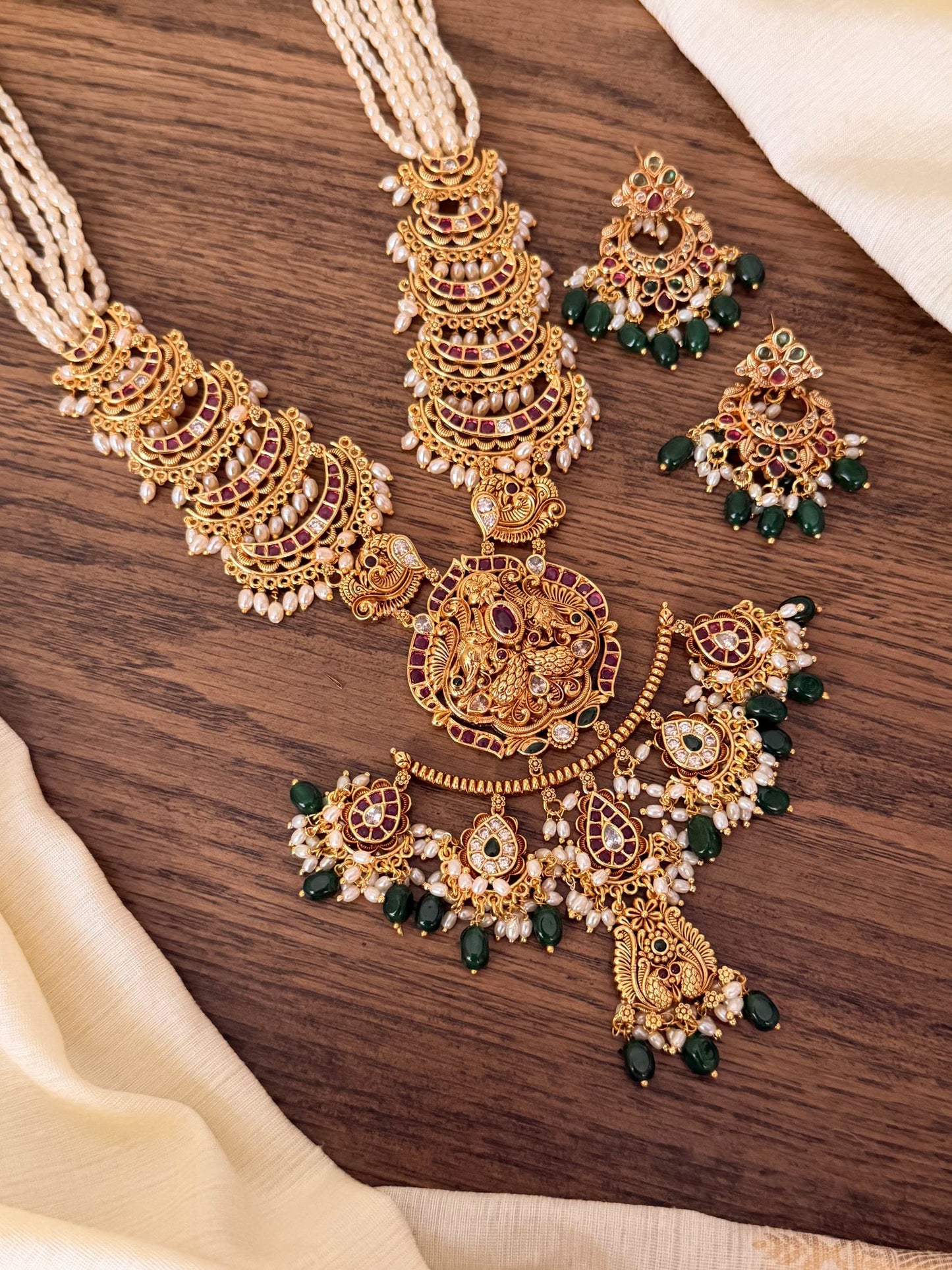 Gold Look-Alike Long Haaram with Pearl Strings