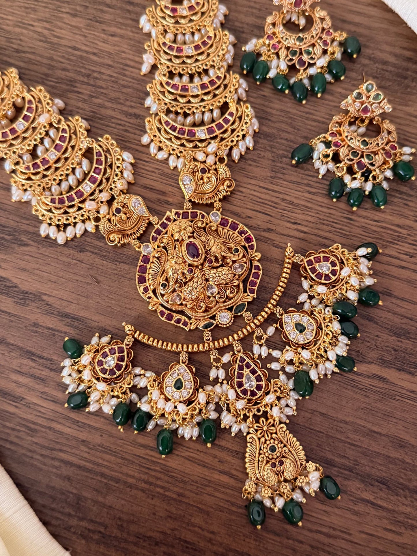 Gold Look-Alike Long Haaram with Pearl Strings