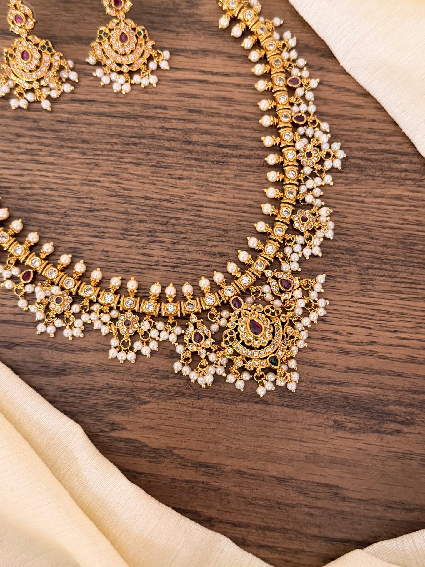 Pearl Cascade Guttapusalu Necklace Set
