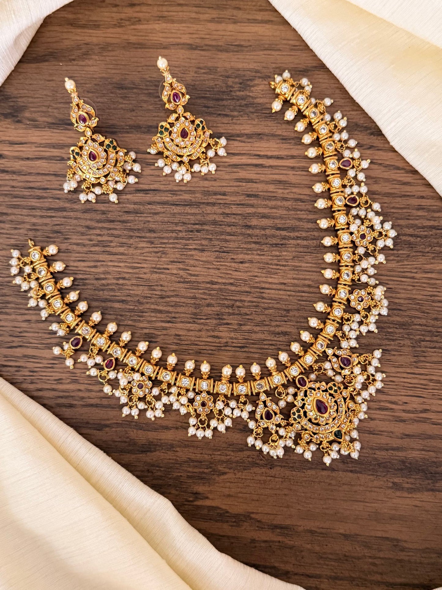 Pearl Cascade Guttapusalu Necklace Set