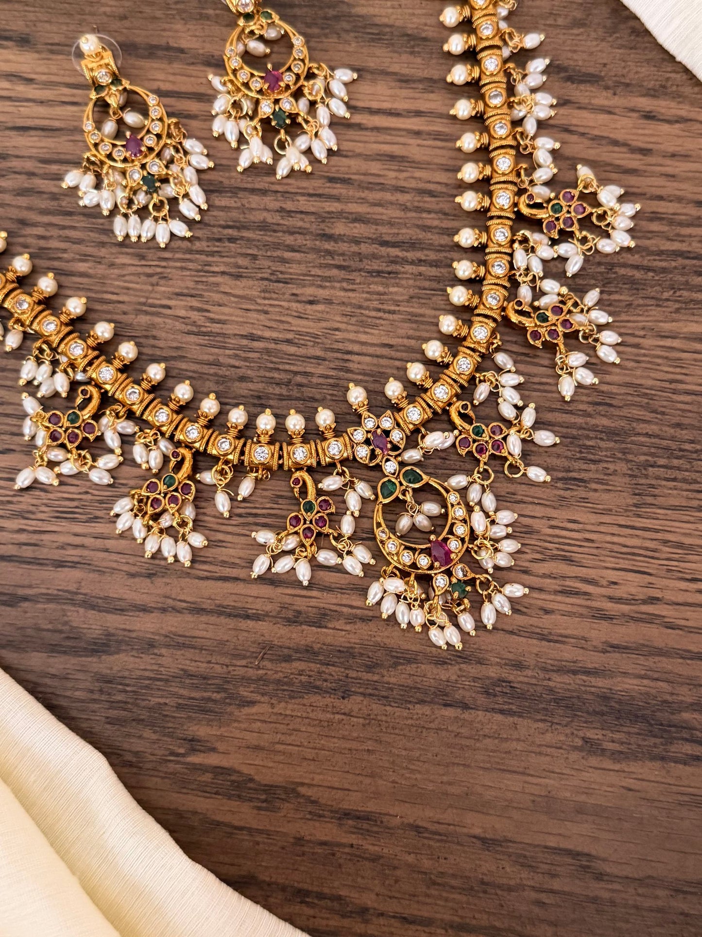 Rice Pearl Guttapusalu Necklace Set