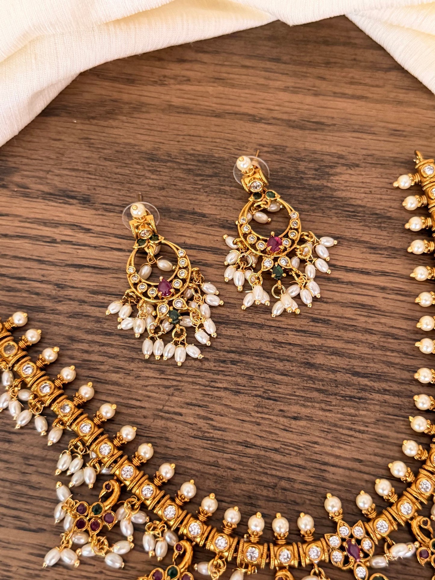 Rice Pearl Guttapusalu Necklace Set