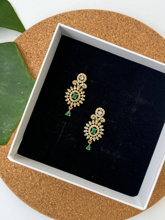 Emerald Green CZ Dangler Earrings